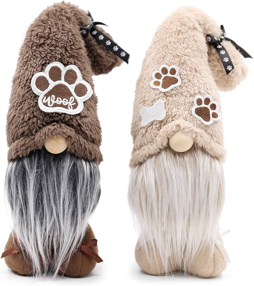 Upltowtme Dog Gnomes Paws Doll Gnomes Fall Stuffed Gnomes Swedish Tomte Puppy Tiered Tray Decorat... | Amazon (US)