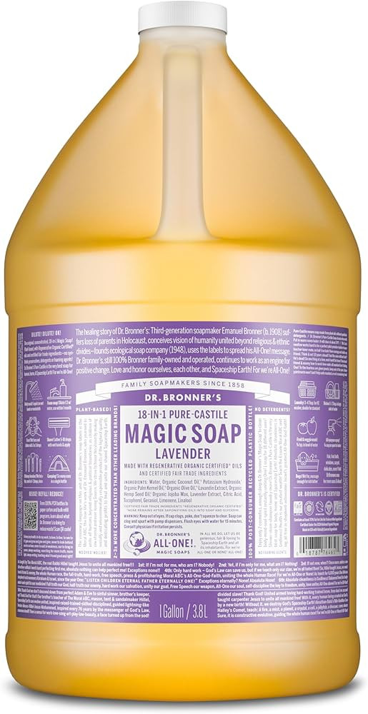 Dr. Bronner's Lavender Pure-Castile Liquid Soap, Refill, 1 Gallon | Amazon (US)
