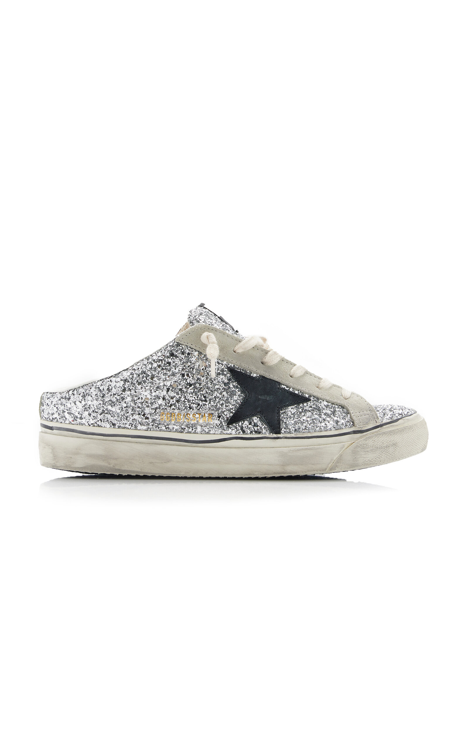 Golden Goose - Women's Super-Star Sabot Glittered Leather Sneakers - Silver - IT 37 - Moda Operandi | Moda Operandi (Global)