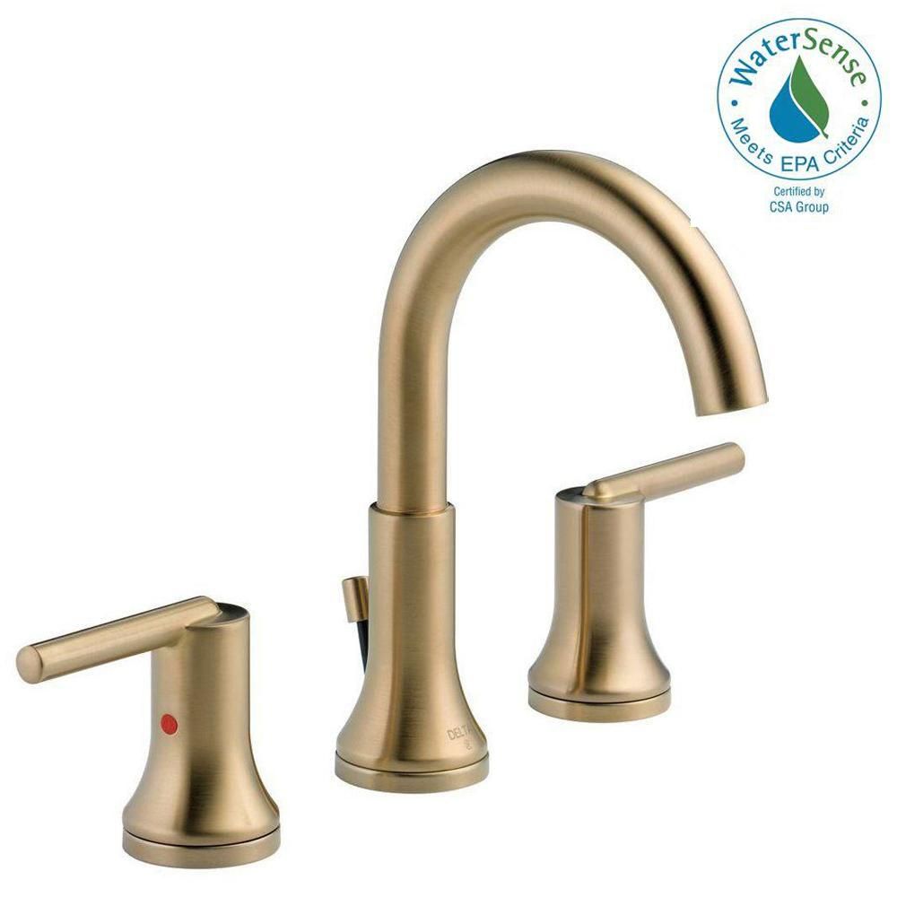 Delta Trinsic 8 in. Widespread 2-Handle Bathroom Faucet with Metal Drain Assembly in Venetian Bronze | The Home Depot