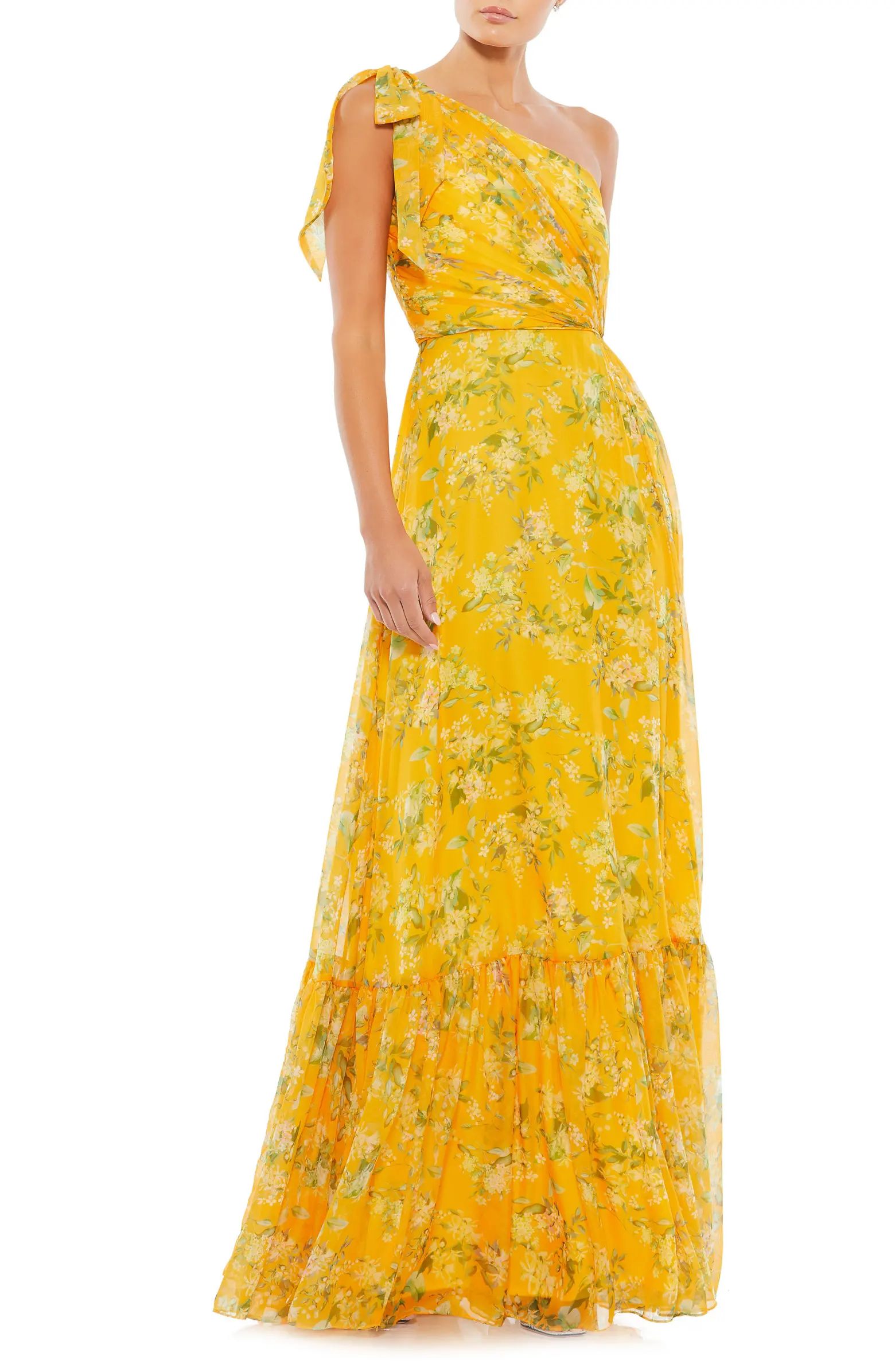 Floral One-Shoulder Gown | Nordstrom