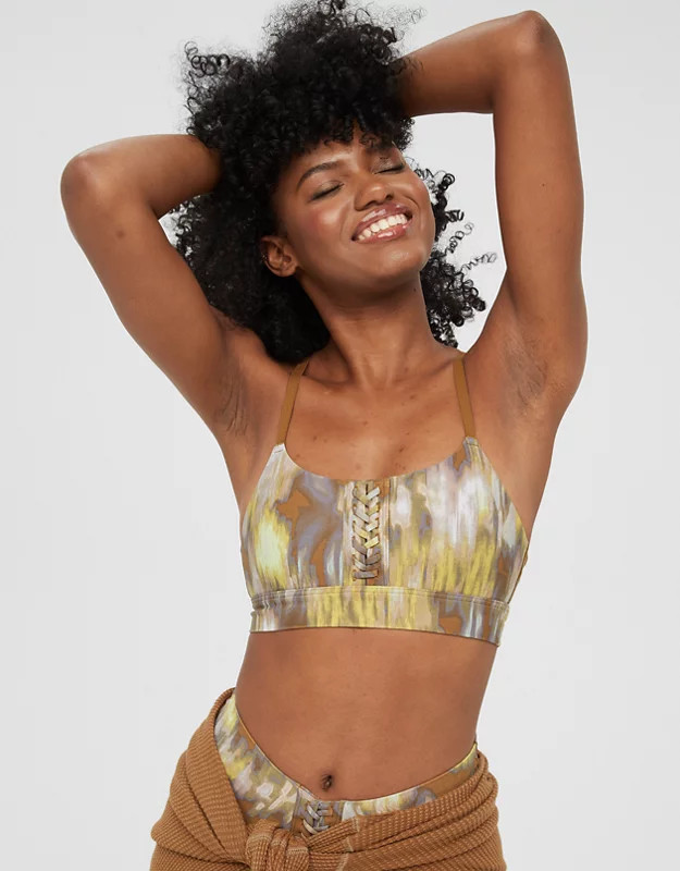 OFFLINE Real Me Lace Up Sports Bra | American Eagle Outfitters (US & CA)