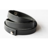 Leather Wrap Bracelet Handmade Jewelry Trendy Cuff Black Brushed Silver Colored Hardware | Etsy (US)