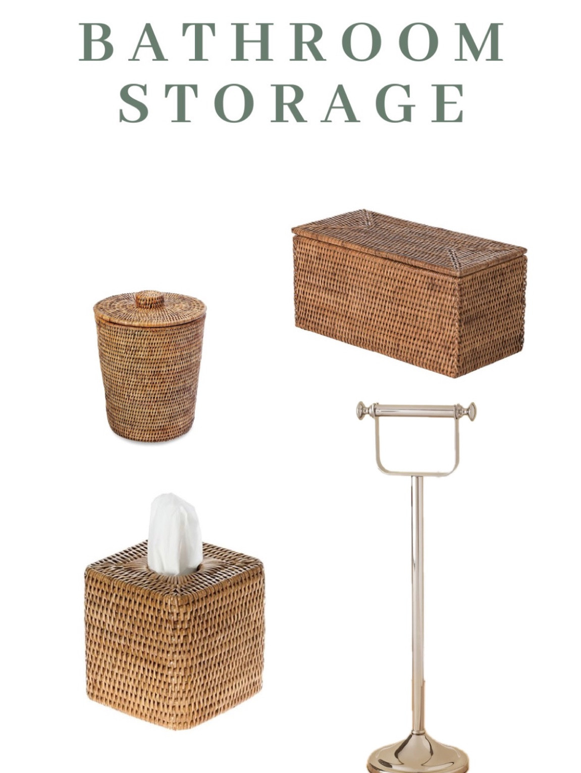 Bathroom  storage accessories. Finally decided on a freestanding toilet paper holder plus over the tank storage for extra rolls. Was sold on this particular set when I saw the trash can had a liner and a lid  

#LTKfindsunder50 #LTKhome