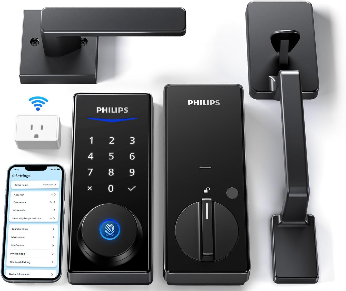 Philips Wi-Fi Smart Lock with Handle, Keyless Entry Keypad Door Lock with Handle, Front Door Dead... | Amazon (US)