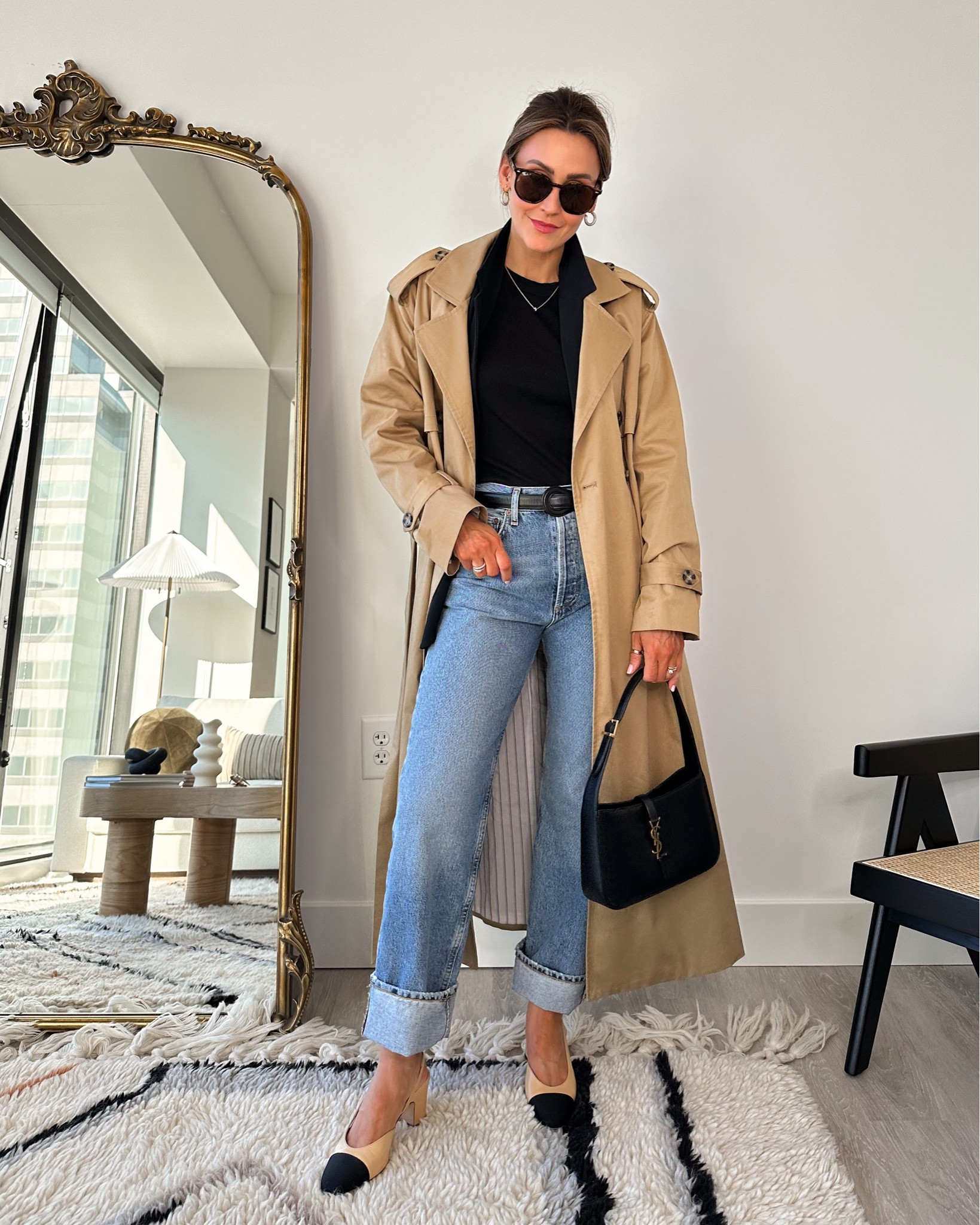 Casual meetings or city walking outfit 
Work from home outfit idea 
Blazer and tank xs
Trench coat xs fits oversized 
Cuffed jeans tts/25
Linking similar shoes to my Chanel sling backs  

#LTKworkwear #LTKstyletip #LTKshoecrush