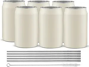 JoyJolt Metal Beer Can Tumbler with Straws and Brush. Unbreakable Metal Drinking Cup Set of 6 Met... | Amazon (US)
