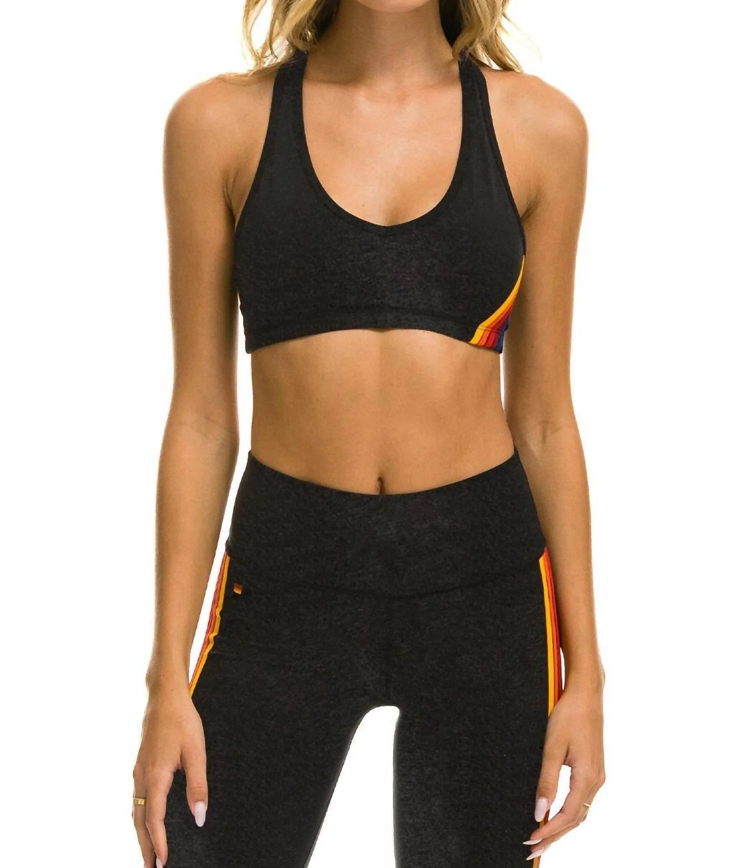 5 Stripe Sports Bra In Charcoal | Shop Simon