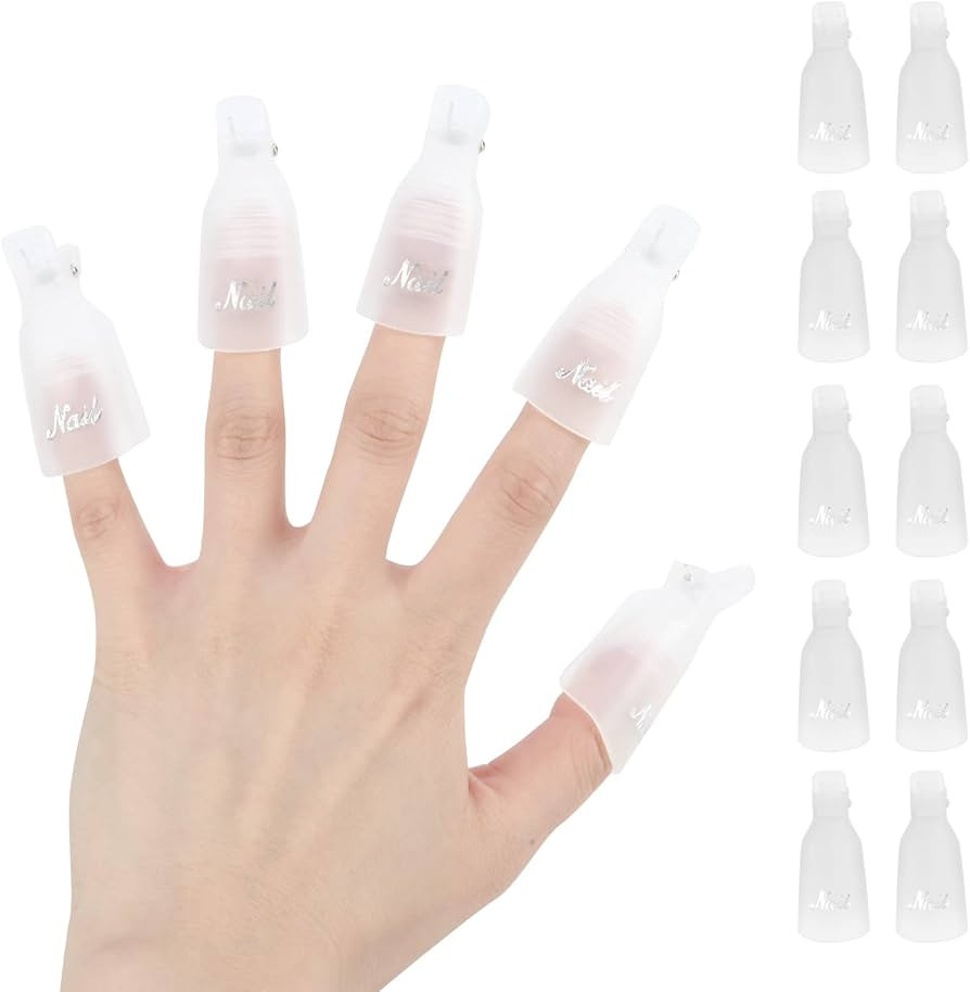 Amazon.com : (Transparent color) 10Pcs Plastic Acrylic Nail Art Soak Off Cap Clip UV Gel Polish R... | Amazon (US)