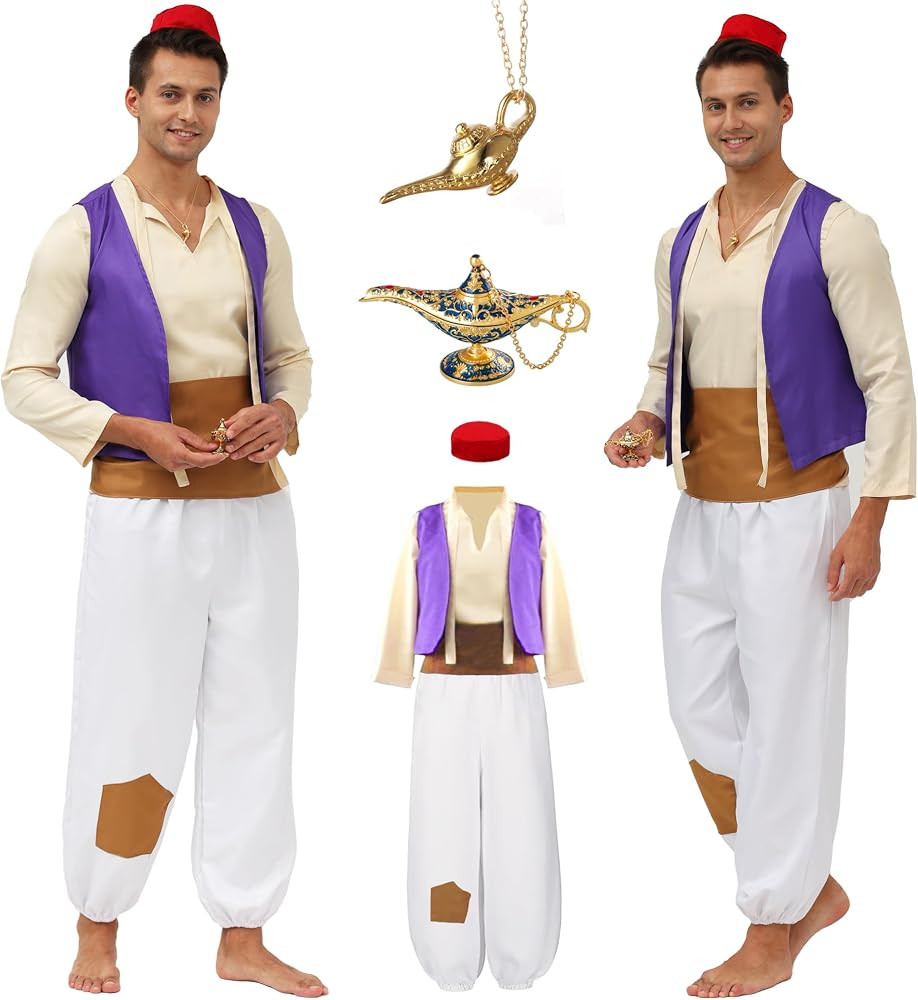 7 piezas de disfraz de pr\u00edncipe \u00e1rabe para hombre, trajes de cuento de hadas para Hallo... | Amazon (US)