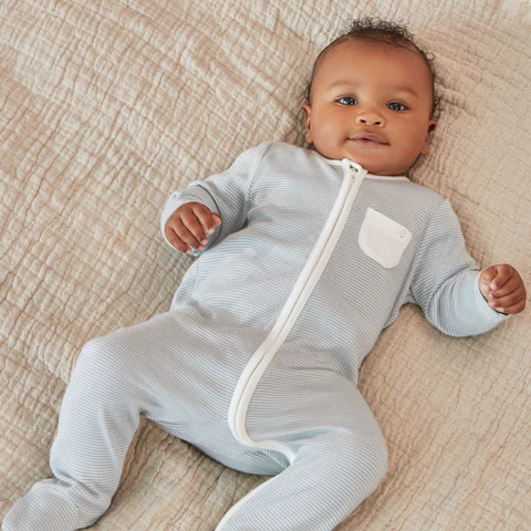 Ribbed Clever Zip Footed Baby Pajamas | Baby Mori (US)