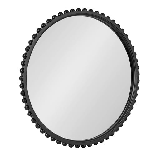 Kate and Laurel Beadbrook Modern Round Beaded Wall Mirror, 24 Inch Diameter, Black, Transitional Circle Mirror for Use as Bathroom Mirror or Entryway Mirror Decor | Amazon (US)