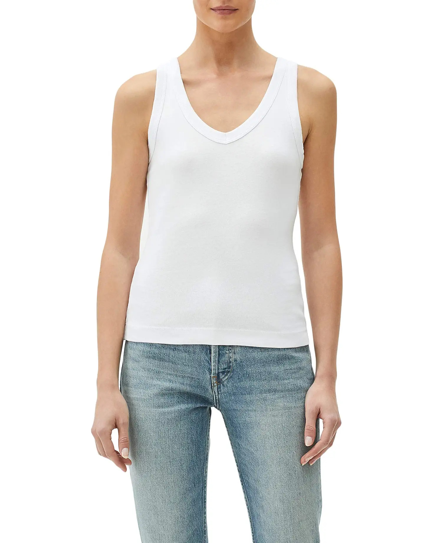 Maya 1X1 Cotton V-Neck Wide Binding Tank Top | Zappos