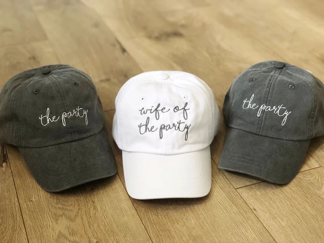 Wife of the Party | Bachelorette Hats | Bridesmaid Hat | Monogram Ball Cap | Monogrammed Hat | Mo... | Etsy (US)