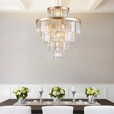 Golden Luxury Crystal Chandelier Modern Chandeliers Lights Fixture Hanging Pendant Light Fixture for Dining Room Bedroom Living Room Dia 23.6 Inch | Wayfair North America