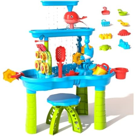 Bennol Kids Sand Water Table Toys for Toddlers, 3-Tier Outdoor Sand and Water Play Table Toys for To | Amazon (US)