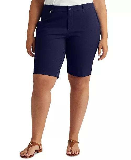 Plus-Size Stretch Cotton Shorts | Macy's