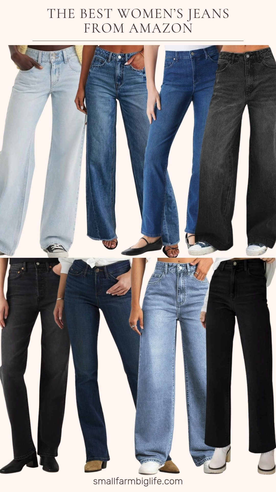 The jeans lineup I keep reaching for. 👖 From black and blue denim to wide leg, bootcut, high-waist, and even low rise! Amazon has all the best women’s jeans and the fit is so good. 

 #LTKOver40 #LTKSaleAlert #LTKFindsUnder100