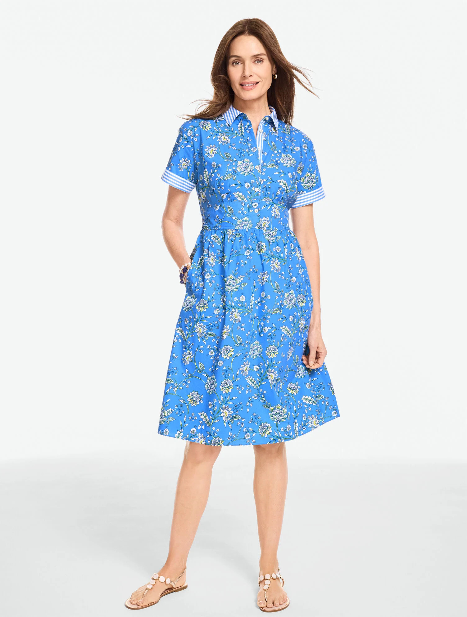 Modern Poplin Shirtdress -  Vibrant Floral | Talbots