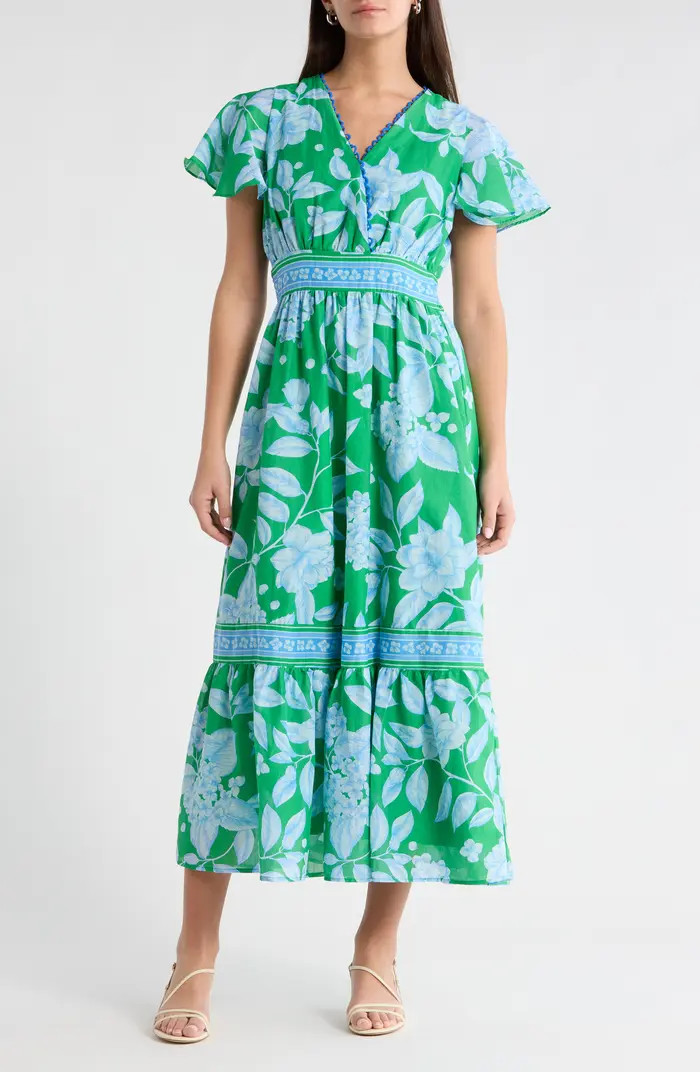 Verben Floral Print Surplice Neck Dress | Nordstrom