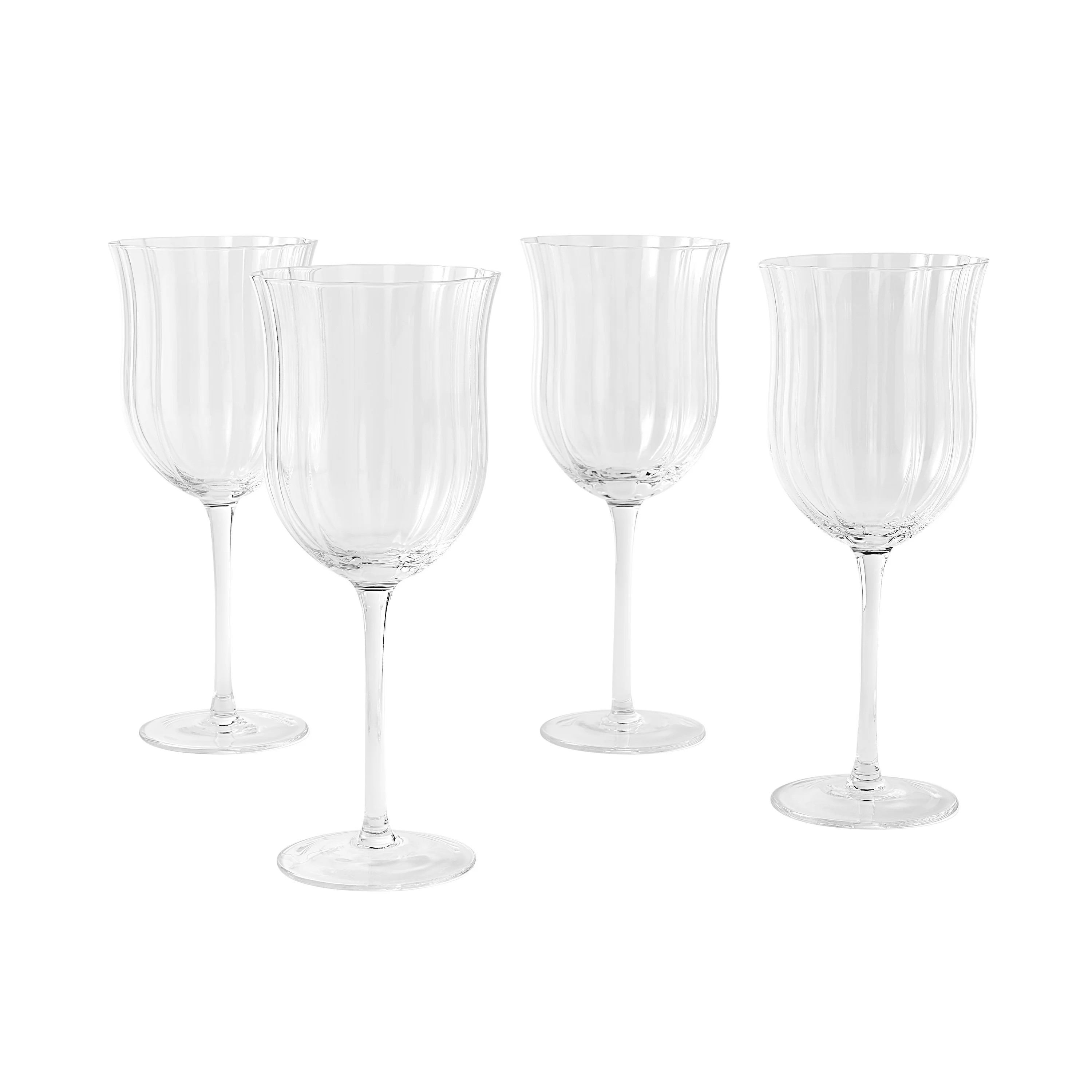 The Pioneer Woman Colette 15-Ounce Scalloped Red Wine Glasses, Clear, Set of 4 | Walmart (US)