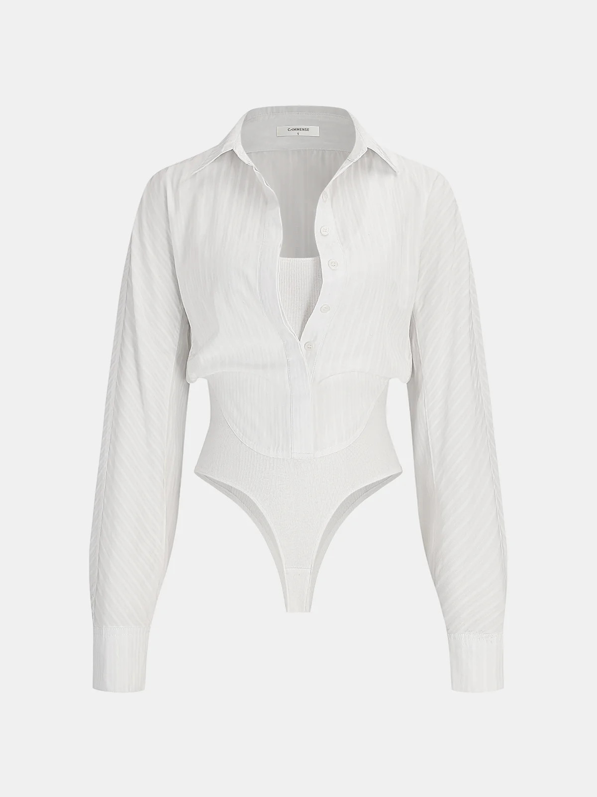 2 in 1 Collared Cotton-Blend Bodysuit | Commense