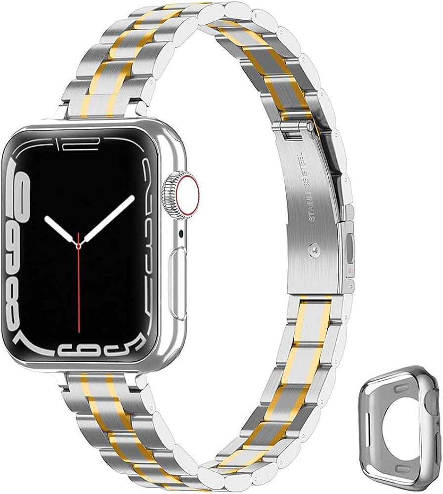 Metal band Compatible with Apple Watch Band 38mm 40mm 41mm 42mm 44mm 45mm for women, Slim and Thi... | Amazon (US)
