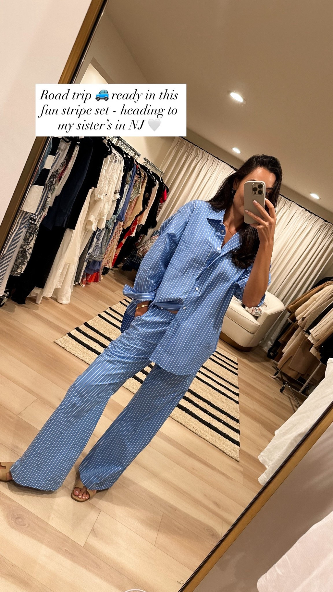 Wearing an XS in top and bottom, if you’re super petite you could size down 2 sizes in the top! Travel outfit, stripe pants, classic style, summer fashion, stripe button down. 

#LTKSeasonal #LTKTravel #LTKSaleAlert