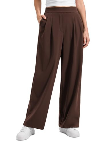 CRZ YOGA 4-Way Stretch Wide Leg Work Pants for Women 29" - Bussiness Casual Dress Trousers with Pockets Lava Brown X-Large | Amazon (US)