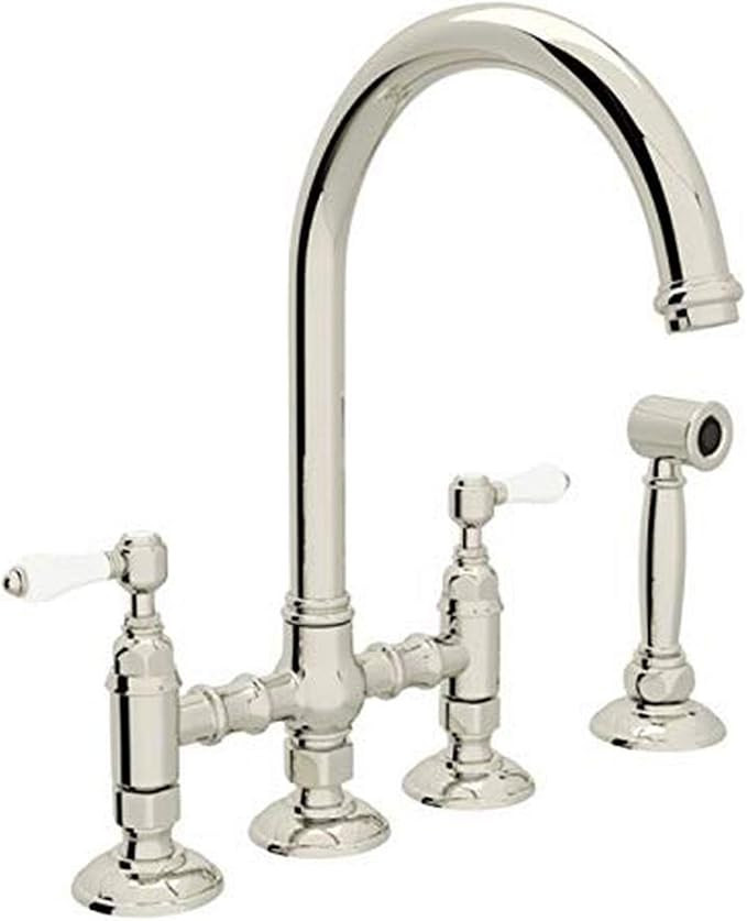 ROHL A1461LPWSPN-2 Deck Mount C-Spout 3 Leg Bridge Kitchen Faucet w/Sidespray | Amazon (US)