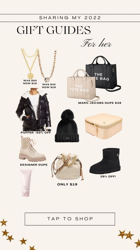 Gifts for her. Amazon gifts for women. Necklace gift. Black puffer jacket. Ugg books. Marc Jacobs tote bag dupe. 

#LTKHoliday #LTKGiftGuide #LTKSeasonal