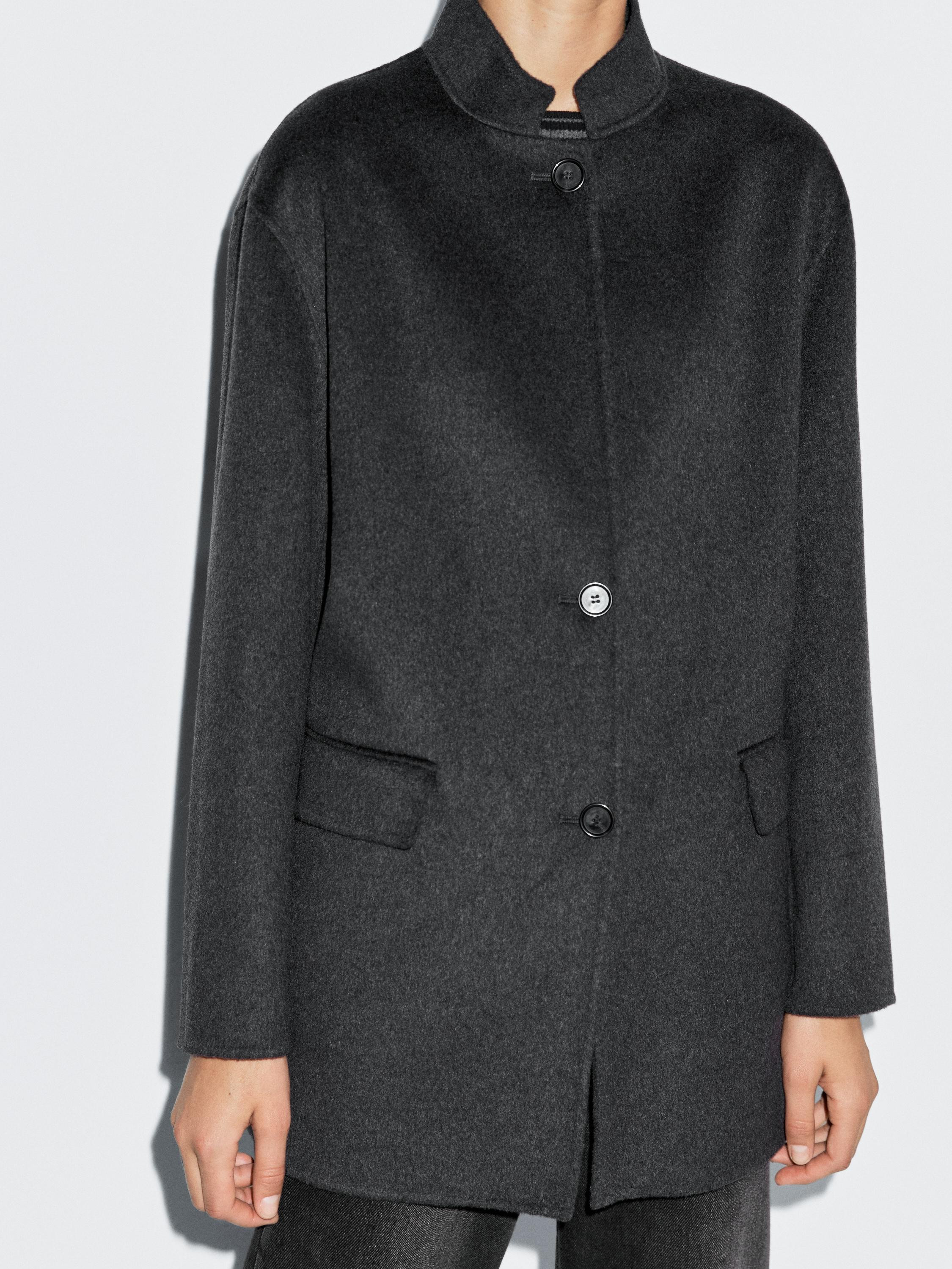 Manteau à col montant en laine mélangée | Massimo Dutti FR