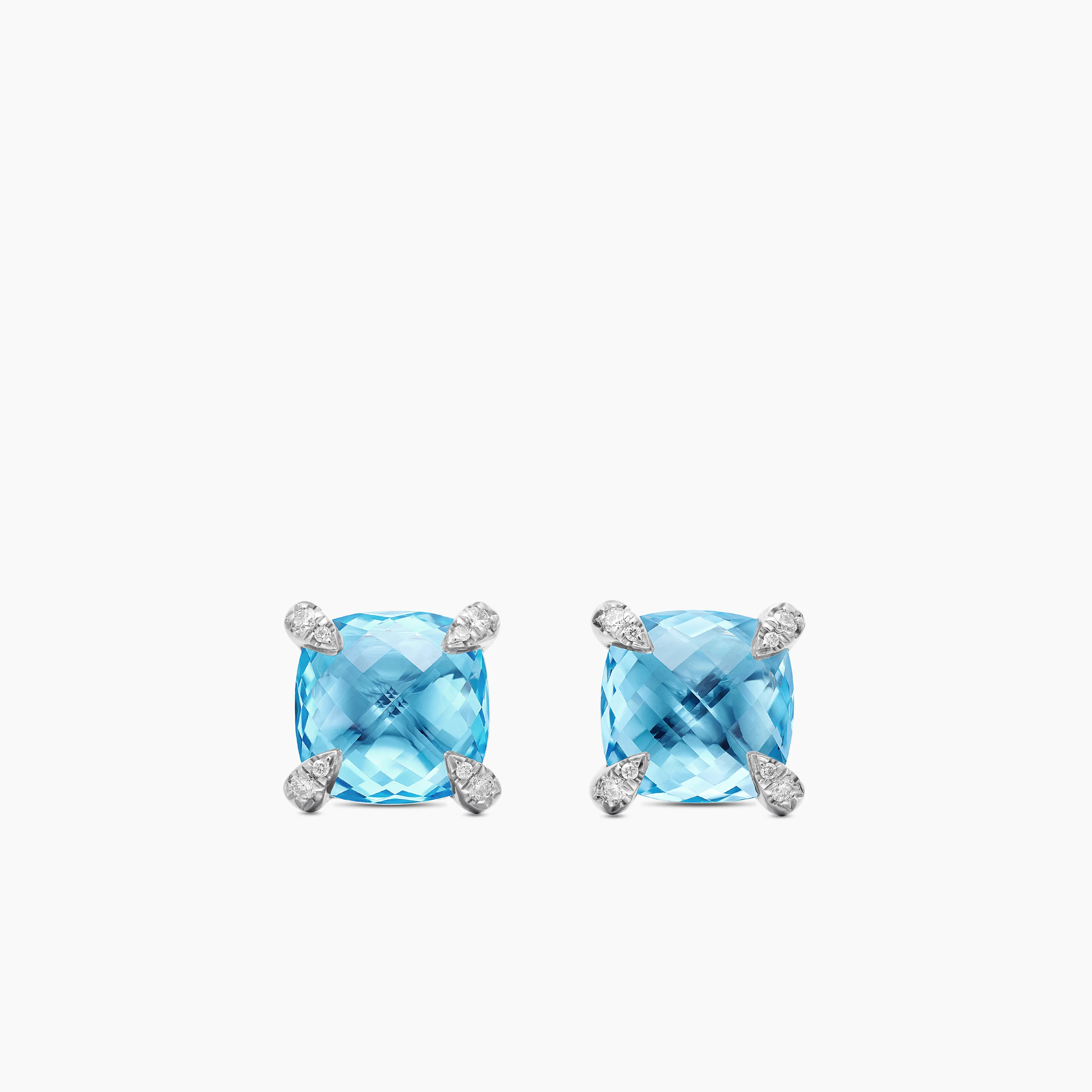 Sterling Silver with Blue Topaz and Diamonds, 9mm | David Yurman