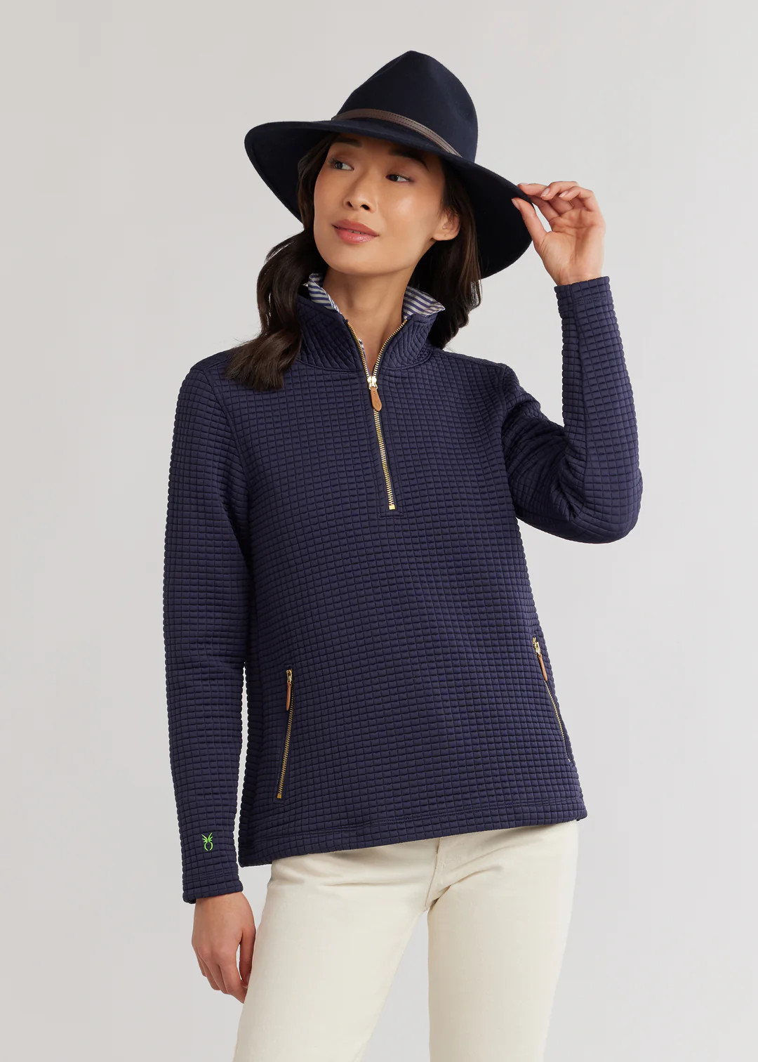 Smith Point Pullover in Waffle (Navy) | Dudley Stephens