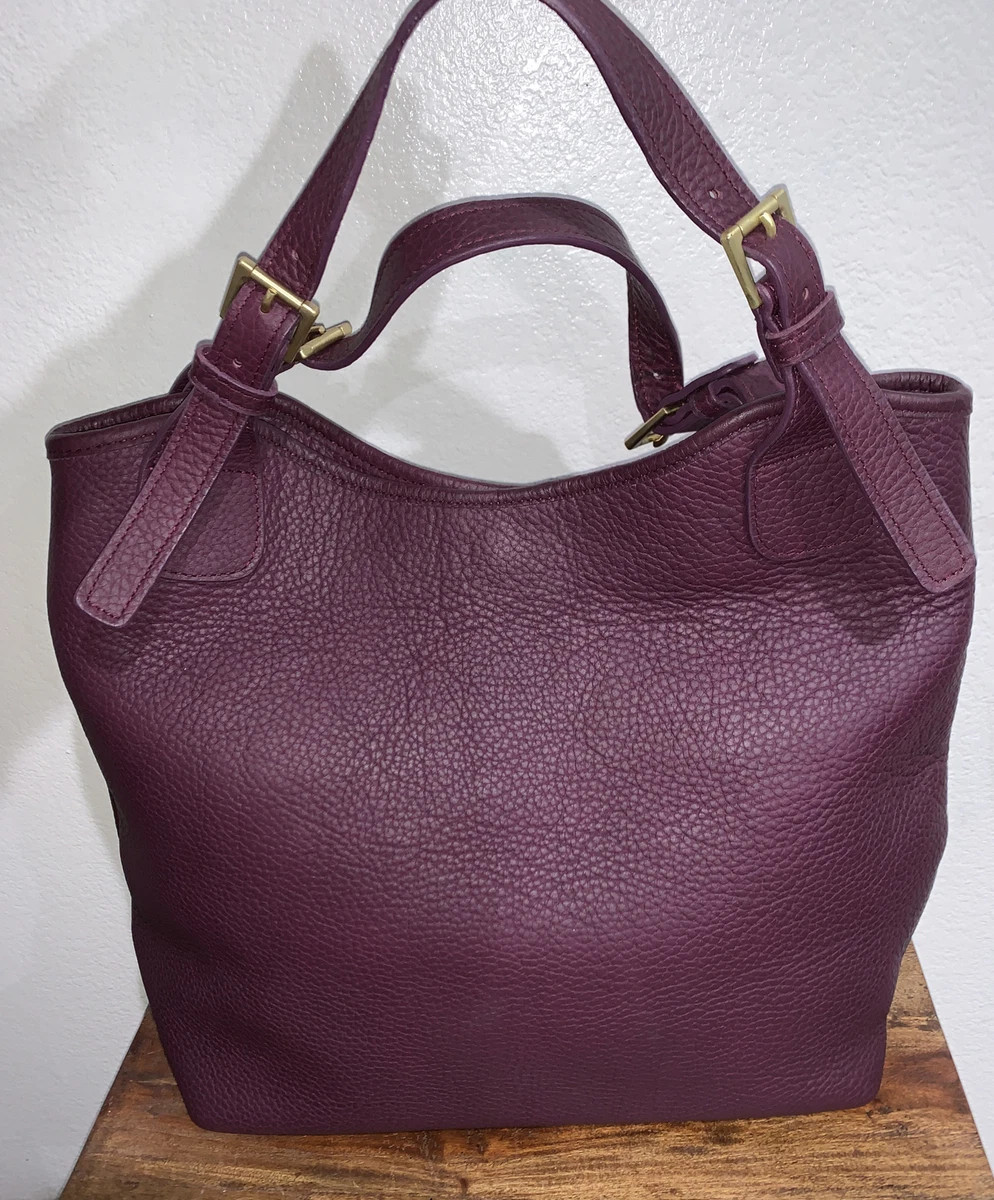 GiGi New York Olivia Shopper Plum Leather Tote Bag Purse | eBay US