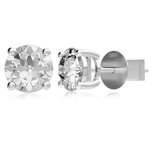 Moissanite Earrings, Diamond Stud Earrings for Women 1-3 CT 18K White Gold Plated/S925 Sterling S... | Amazon (US)