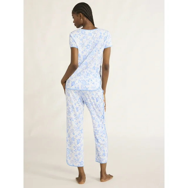 Joyspun Women's Sleep Tee and Pants Pajama Set, 2-Piece, Sizes XS-3X | Walmart (US)