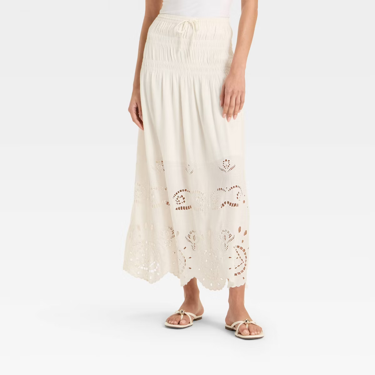 Women's High-RIse Embroidered Eyelet Drop Waist A-Line Skirt - Future Collective | Target