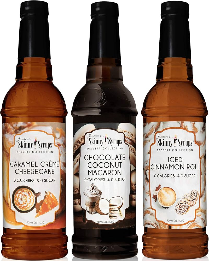 Jordan's Skinny Syrup Dessert Collection - Caramel Creme Cheesecake, Chocolate Coconut Macaron, I... | Amazon (US)