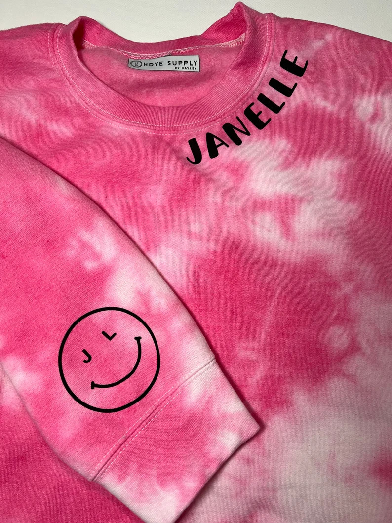 Personalized Name Crew | Custom Name Sweatshirt With Smiley Sleeve - Etsy | Etsy (Global)