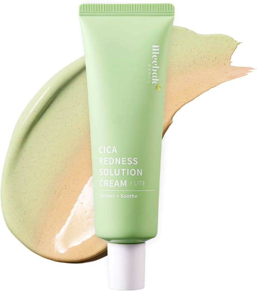 Meebak Cica Redness Solution Cream Lite | Redness Relief | Green Color-Corrector | CC Cream w/Nia... | Amazon (US)