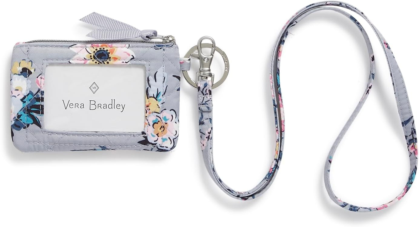 Vera Bradley Performance Twill Zip Id Case and Lanyard Combo, Parisian Bouquet | Amazon (US)