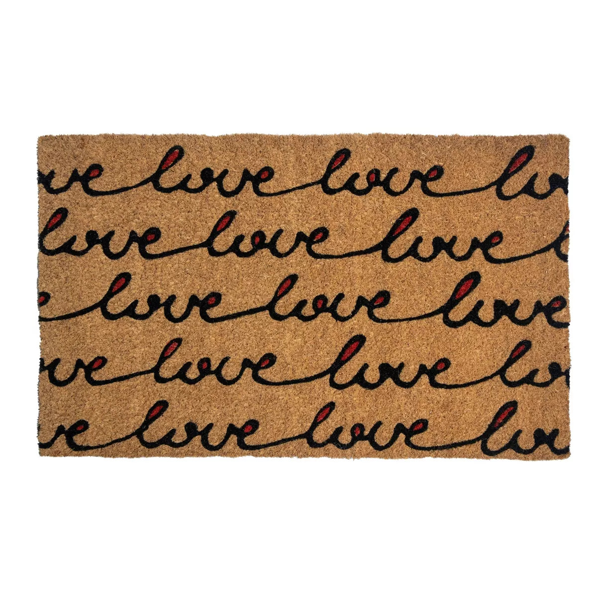 1'4" x 2'4" Love Letter Indoor/Outdoor Coir Doormat Red/Black - Entryways | Target