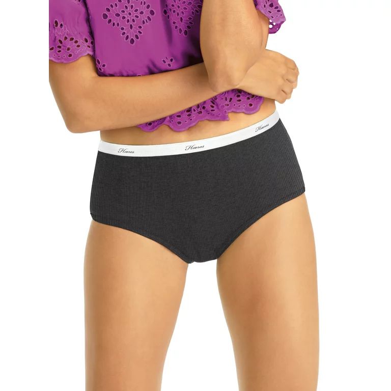 Hanes Women's Ribbed Cotton Brief Underwear, 6-Pack - Walmart.com | Walmart (US)