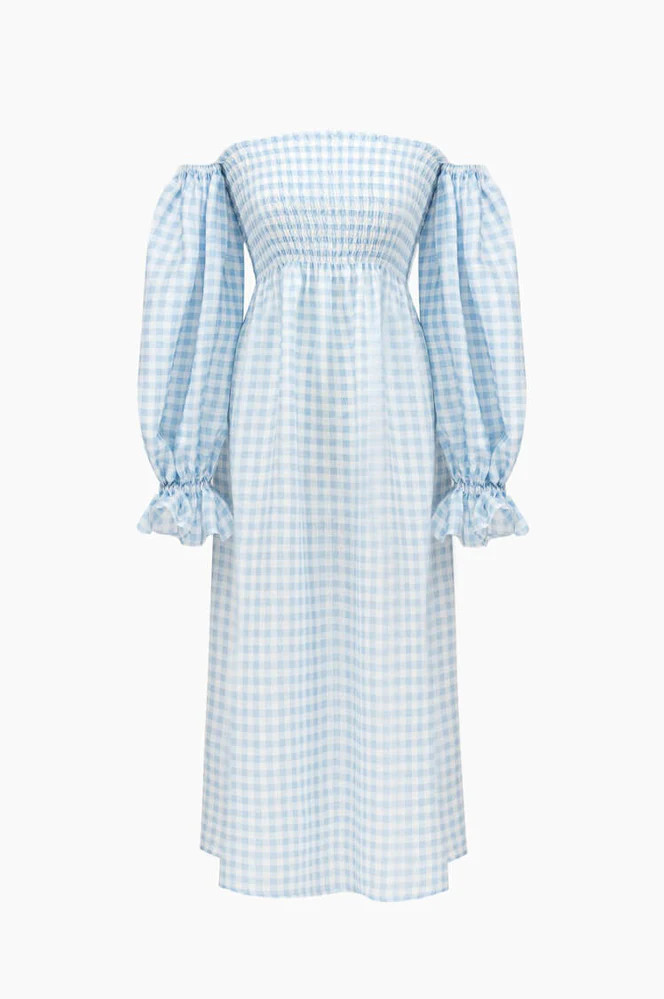 Atlanta Linen Dress - Blue Vichy | Confête