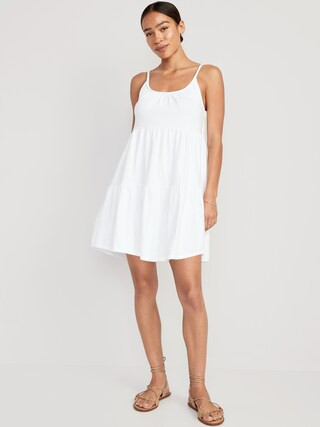 Braided-Strap Tiered Mini Swing Dress for Women | Old Navy (CA)
