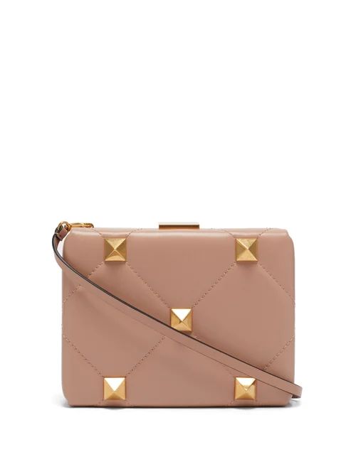 Valentino Garavani - Roman Stud Quilted-leather Clutch Bag - Womens - Nude | Matches (US)