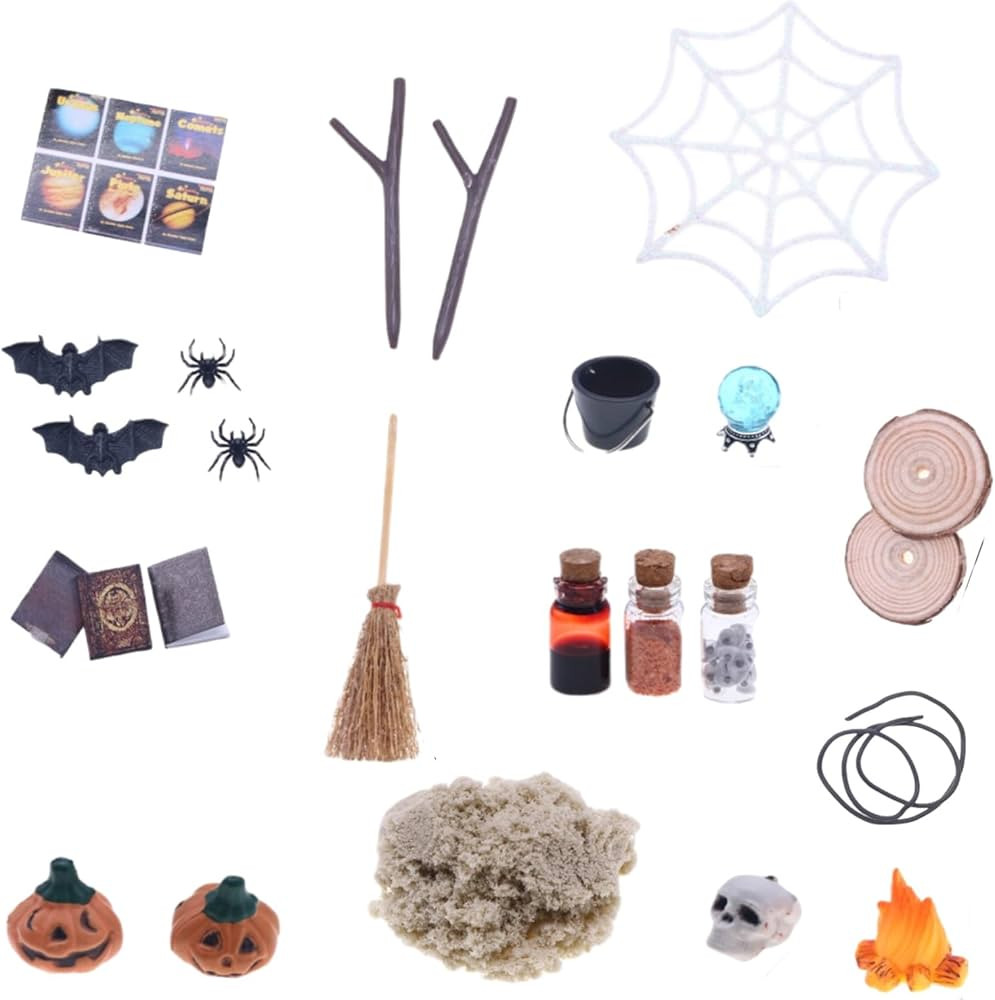 31Pcs Exquisite Dollhouse Halloween Decoration Accessories, Dollhouse Ornament Mini Halloween Horror | Amazon (US)