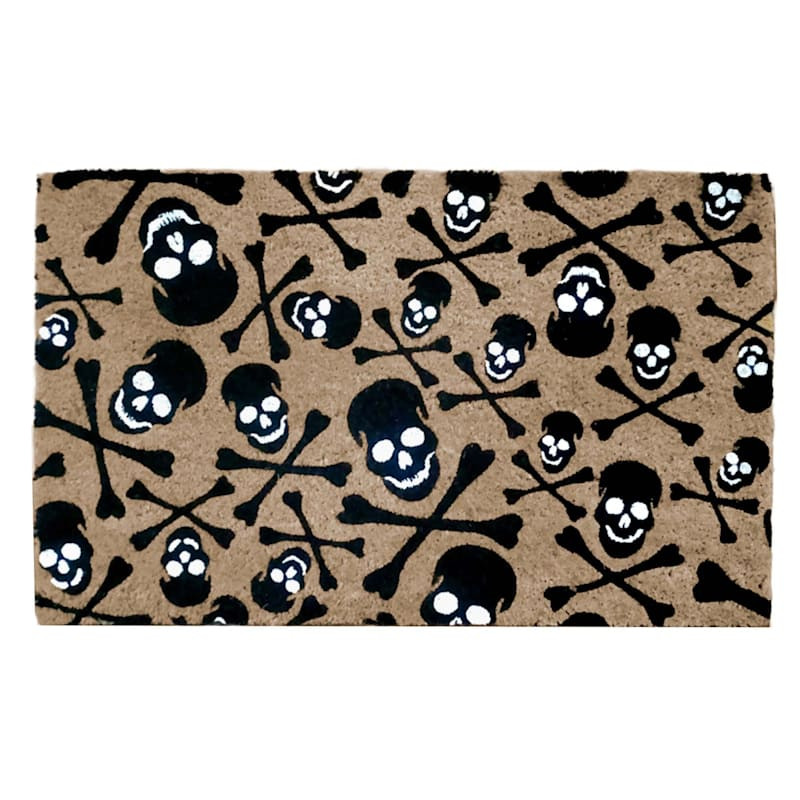 Glow in the Dark Skull Coir Mat, 18x30 | At Home