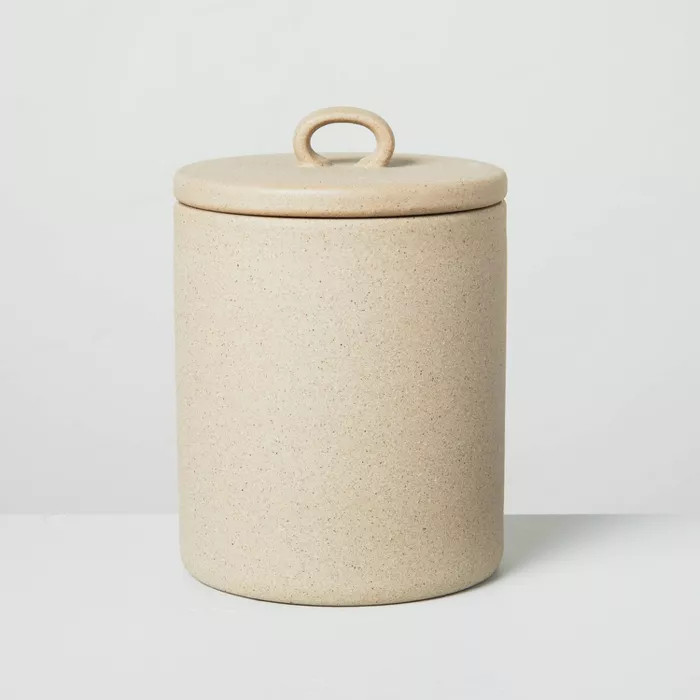 Medium 5.75" Textured Ceramic Bath Canister Natural - Hearth & Hand™ with Magnolia | Target